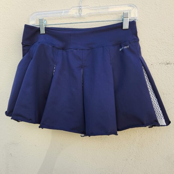 NIKE Navy and White Mesh Pleated Tennis Skort - Picture 4 of 11